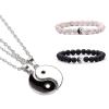 2pcs Yin Yang Matching Couples Puzzle Pendant Necklace Stainless Steel Sun and Moon for His and Hers Lover Best Friends Friendship Jewelry (strand set) view 1