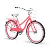 Huffy Woodhaven 24" Cruiser Bike, Gloss Coral Frame, Dual-Density Padded Seat, Chainguard Cover, Rear Rack, Front Basket, Easy Height Adjustment view 1