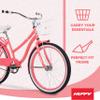 Huffy Woodhaven 24" Cruiser Bike, Gloss Coral Frame, Dual-Density Padded Seat, Chainguard Cover, Rear Rack, Front Basket, Easy Height Adjustment view 2