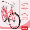 Huffy Woodhaven 24" Cruiser Bike, Gloss Coral Frame, Dual-Density Padded Seat, Chainguard Cover, Rear Rack, Front Basket, Easy Height Adjustment view 4