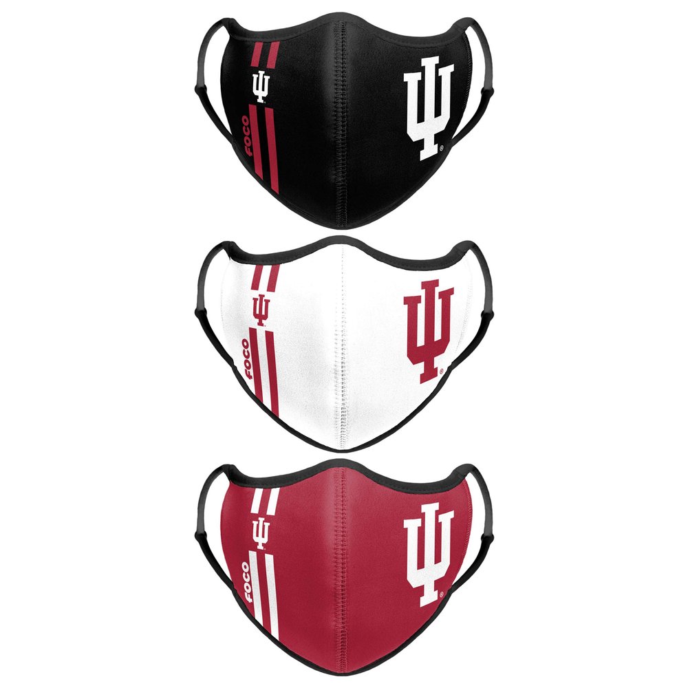 FOCO Indiana Hoosiers NCAA Face 3 Pack Face Cover