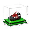 Better Display Cases Acrylic Kids Shoes Display Case - Medium Rectangle Box with Clear Case, Pink Risers and Turf Base 12" x 8.25" x 8" (A004, V41) view 2