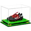 Better Display Cases Acrylic Kids Shoes Display Case - Medium Rectangle Box with Clear Case, Yellow Risers and Turf Base 12" x 8.25" x 8" (A004, V41) view 1