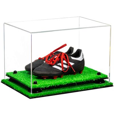 Better Display Cases Acrylic Kids Shoes Display Case - Medium Rectangle Box with Clear Case, Black Risers and Turf Base 12" x 8.25" x 8" (A004, V41)