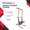 Stamina Power Tower w/Smart Workout App - Pull Up Bar Dip Station for Home Gym Strength Training Workout Equipment, Red/Black view 2