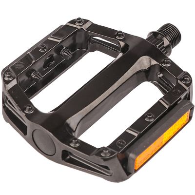 AVASTA Mountain Bike Pedal, Aluminum Alloy Flat Platform Bicycle Pedals with Reflector for Road Bike and MTB, Sealed ZU Bearing, Threads Size 9/16 InchBlack