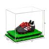 Better Display Cases Acrylic Kids Shoes Display Case - Medium Rectangle Box with Clear Case, Silver Risers and Turf Base 12" x 8.25" x 8" (A004, V41) view 2