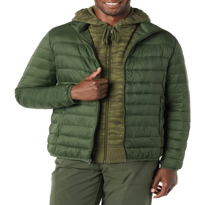 Amazon Essentials Men's Packable Lightweight Water-Resistant Puffer Jacket (Available in Big & Tall), Dark Green, X-Large