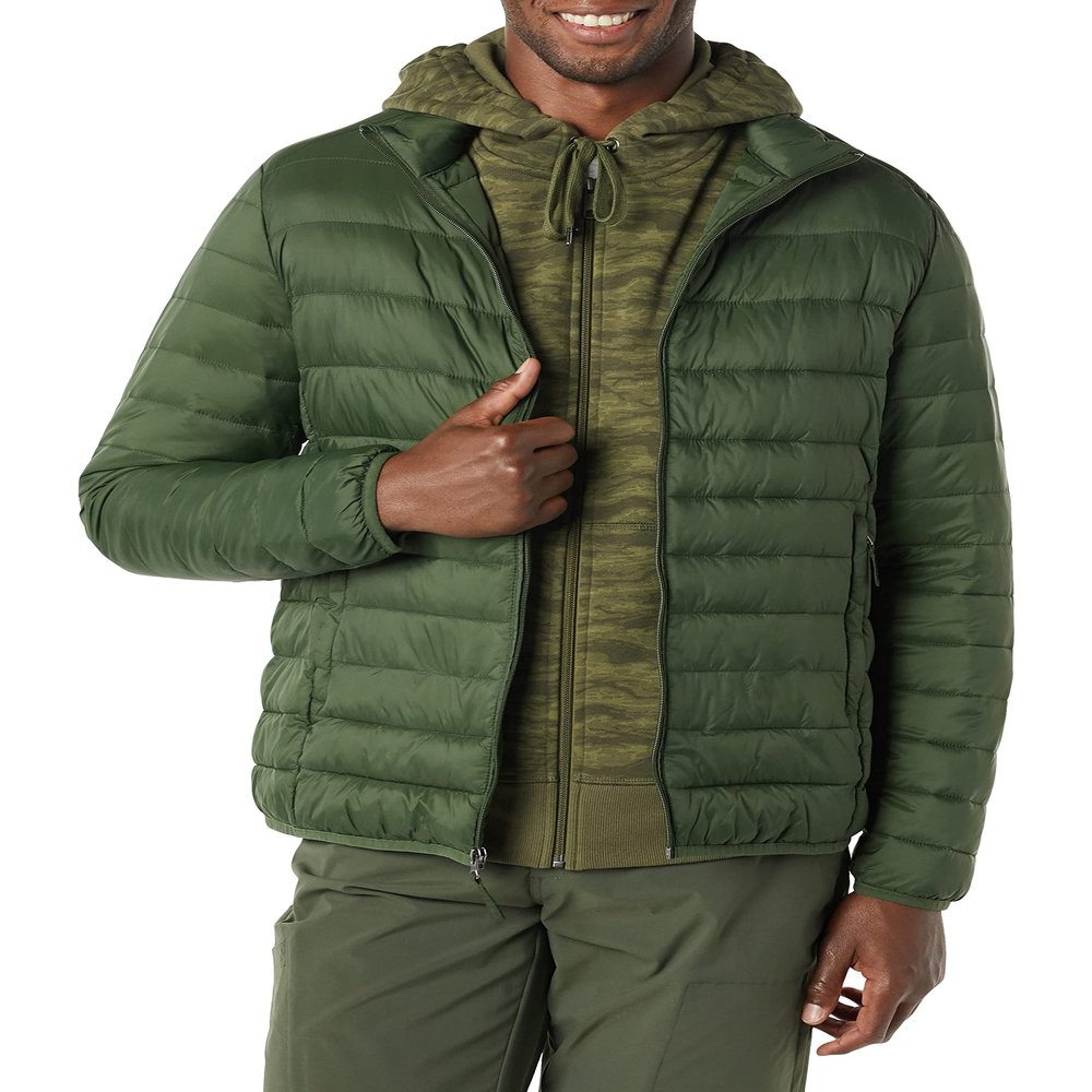 Amazon Essentials Men's Packable Lightweight Water-Resistant Puffer Jacket (Available in Big & Tall), Dark Green, X-Large