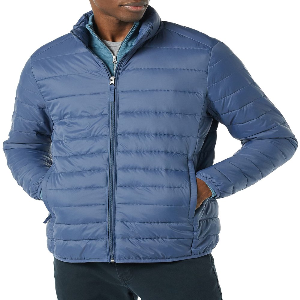 Amazon Essentials Men's Packable Lightweight Water-Resistant Puffer Jacket (Available in Big & Tall), Indigo, X-Small