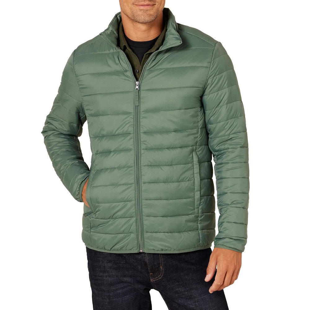 Amazon Essentials Men's Packable Lightweight Water-Resistant Puffer Jacket (Available in Big & Tall), Spruce Green, X-Large