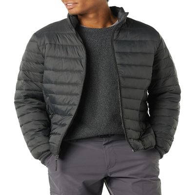 Amazon Essentials Men's Packable Lightweight Water-Resistant Puffer Jacket (Available in Big & Tall), Dark Grey, X-Small