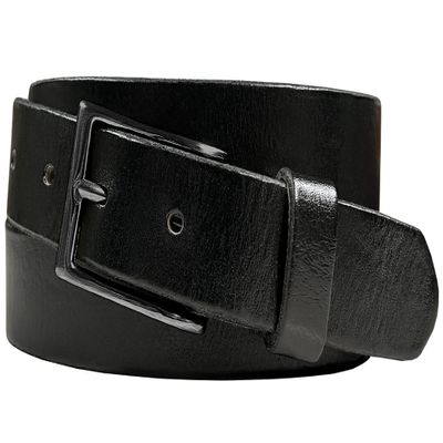 Men's Belts Full Grain Genuine Leather One Piece Casual Dress Belt 1-1/8" (30mm) wide (Black-Black, 40)