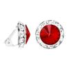 Rosemarie & Jubalee Women's Timeless Classic Statement Clip On Earrings Made With European Crystals (20mm, Light Siam Red Silver Tone) view 1