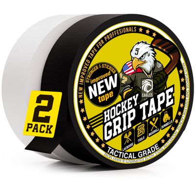Hockey Tape Multipurpose Cloth Tape Roll for Lacrosse Baseball & Softball Bats, Rackets, Pullup Bars, Gardening Tools, Easy Tear Over Grip - Multi Sport Handle Tape - Sports Gift (Black & White)