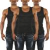 ToBeInStyle Pack of 3 Men's Slim Fit Cotton Blend Solid Color Scoop Neck Tank Tops - Black - X-Large view 1