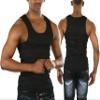 ToBeInStyle Pack of 3 Men's Slim Fit Cotton Blend Solid Color Scoop Neck Tank Tops - Black - X-Large view 2