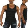 ToBeInStyle Pack of 3 Men's Slim Fit Cotton Blend Solid Color Scoop Neck Tank Tops - Black - X-Large view 3