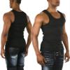 ToBeInStyle Pack of 3 Men's Slim Fit Cotton Blend Solid Color Scoop Neck Tank Tops - Black - X-Large view 4
