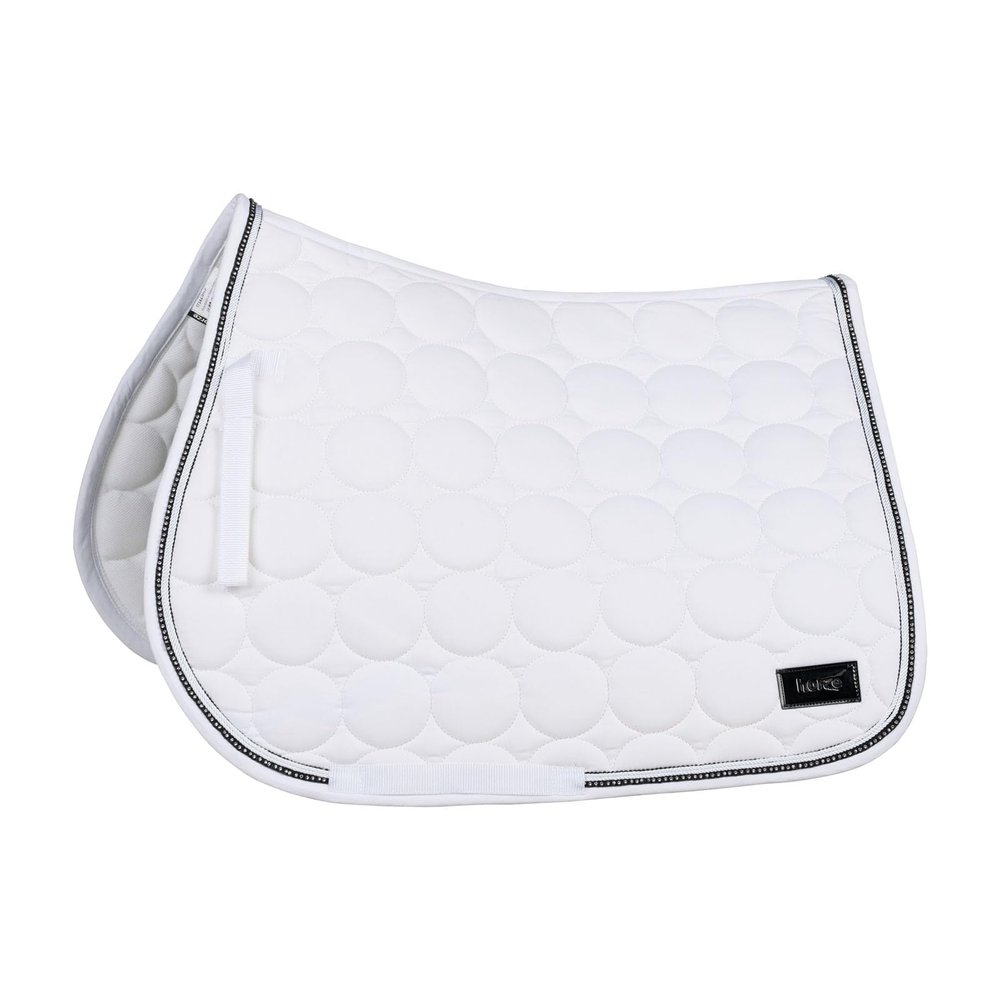 HORZE Marquess All Purpose Quilted Quick-Dry Saddle Pad with Crystal Trim - White - Horse