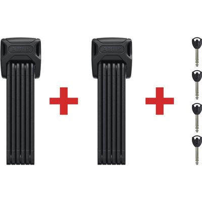 ABUS Bordo 6000K Folding Lock with SH Lock Holder - Set of 2 - Bike Locks with XPlus Cylinder for high Tamper Protection - ABUS Security Level 10 - Length 90 cm, Black