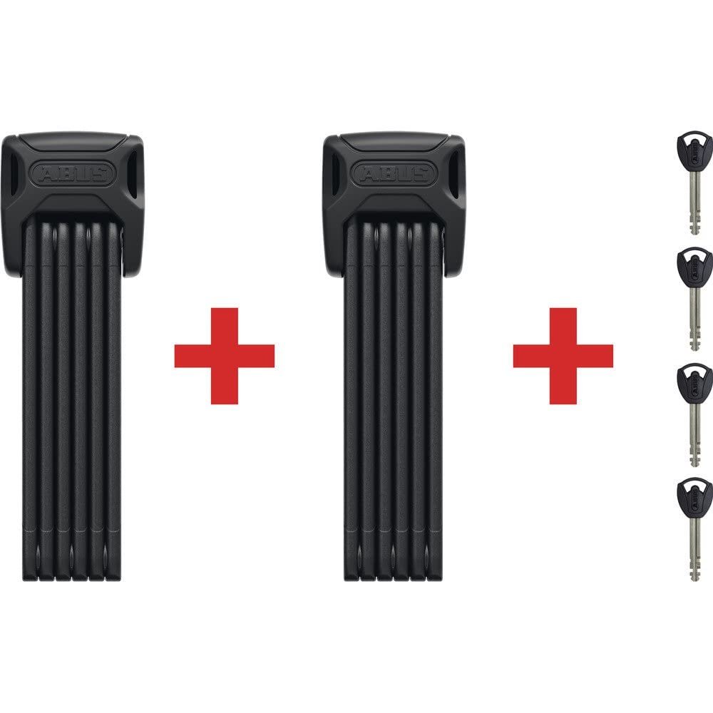 ABUS Bordo 6000K Folding Lock with SH Lock Holder - Set of 2 - Bike Locks with XPlus Cylinder for high Tamper Protection - ABUS Security Level 10 - Length 90 cm, Black