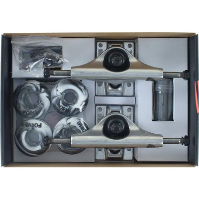 Industrial Polished Trucks with 52mm Black Swirl Wheels, Bearings & Hardware Kit - 4.75" Hanger 7.5" Axle (Set of 2)