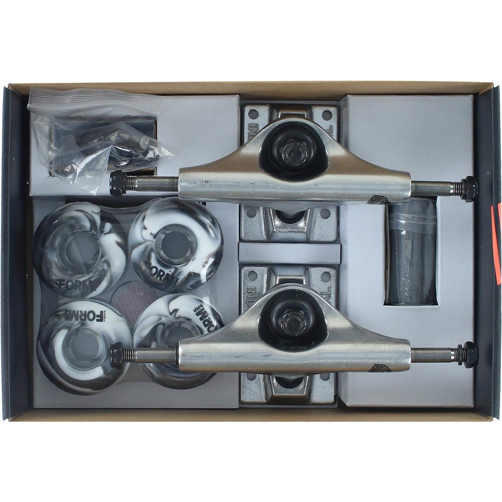 Industrial Polished Trucks with 52mm Black Swirl Wheels, Bearings & Hardware Kit - 4.75" Hanger 7.5" Axle (Set of 2)