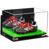 Better Display Cases Acrylic Kids Shoes Display Case - Medium Rectangle Box with Mirror Case, Pink Risers, Wall Mount and Turf Base 12" x 8.25" x 8" (A004, V41) view 1