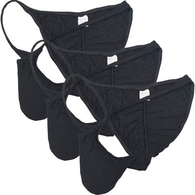 OROCOJUCO Men's Modal Cheeky Briefs Brazilain Bikini Underwear Ruched Back Skimpy Swimwear 3-Pack(Black) L