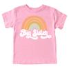 Retro Rainbow Big Sister Sibling Reveal Announcement Shirt for Baby and Toddler Girls Sibling Outfits White on Pink Shirt 12 Months view 1