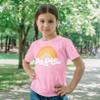 Retro Rainbow Big Sister Sibling Reveal Announcement Shirt for Baby and Toddler Girls Sibling Outfits White on Pink Shirt 12 Months view 3