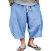 EKLENTSON Yoga Pants for Men Golf Sports Outdoor 3/4 Shorts Loose Linen Capri Trousers Beach Pants Cotton, Sky Blue, 40 view 1