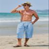 EKLENTSON Yoga Pants for Men Golf Sports Outdoor 3/4 Shorts Loose Linen Capri Trousers Beach Pants Cotton, Sky Blue, 40 view 3