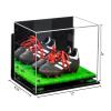 Better Display Cases Acrylic Kids Shoes Display Case - Medium Rectangle Box with Mirror Case, Green Risers, Wall Mount and Turf Base 12" x 8.25" x 8" (A004, V41) view 2
