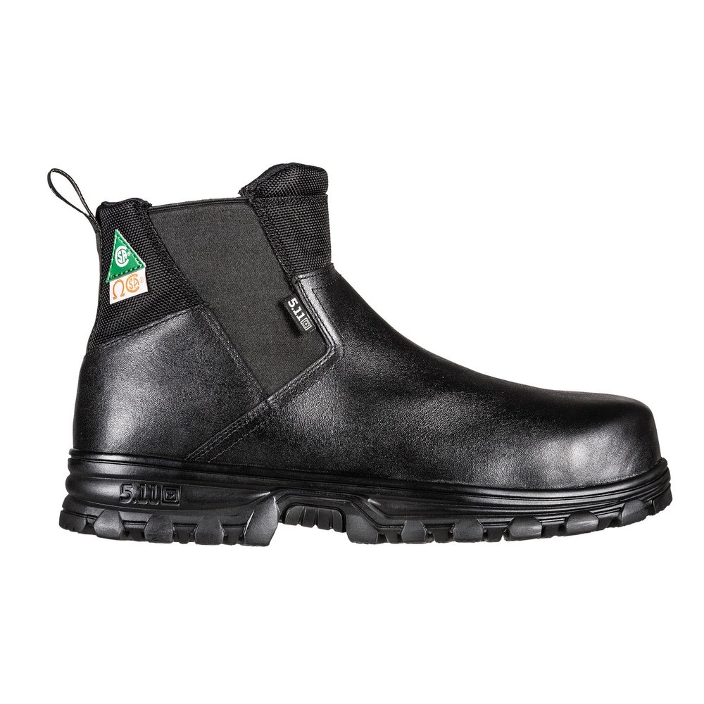 5.11 Tactical Company 3.0 Boot  Slip-On Tactical Work & Duty Boots with Water-Resistant Leather, High Traction Slip-Resistant Outsole & Ortholite Footbed, Black, 8, Wide, Style 12421