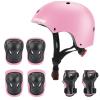 CELOID Kids Helmet Pad Set,Adjustable Kids Skateboard Bike Helmet Knee & Elbow Pads Wrist Guards 8-14yrs Youth Protective Gear Set for Girls Boys Bicycle Bike Roller Skating Scooter Rollerblade Sport view 1