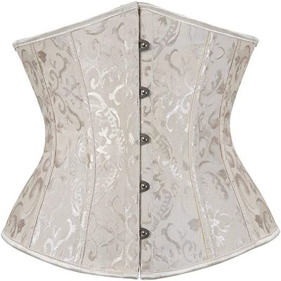 HNGHOU Women Corset Waist Training Corsets Lace Up Boned Underbust Corset Bustier Tops (Apricot, X-Large)