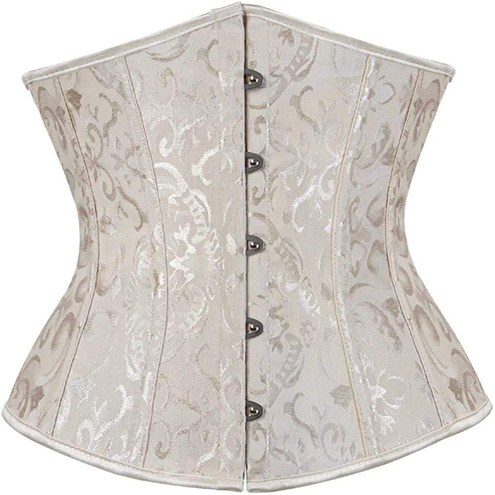 HNGHOU Women Corset Waist Training Corsets Lace Up Boned Underbust Corset Bustier Tops (Apricot, X-Large)