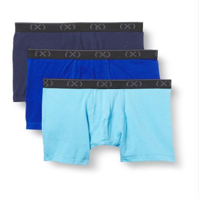 2(X)IST Mens Extreme Cotton Stretch 3 Pack 6'' Inseam Boxer Briefs, Varsity Navy/Surf The Web/Alaskan Blue, Medium US