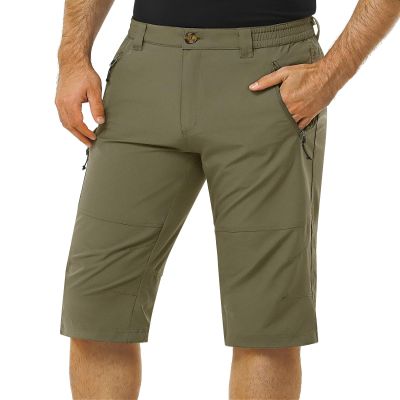 33,000ft Men's Hiking Golf Capri Pants 3/4 Cargo Quick Dry Lightweight Stretch Below Knee Shorts Pants Travel Casual Olive Green