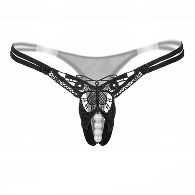 Cikyoo Women Sexy Panties Embroidery Butterfly G-String Thong Strappy Briefs Underwear Lingerie Tangas T-Back Panty Black