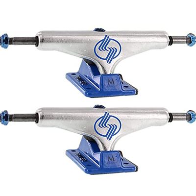 Silver Trucks M-Class Hollow Polished / Blue Skateboard Trucks - 5.0" Hanger 7.75" Axle (Set of 2)