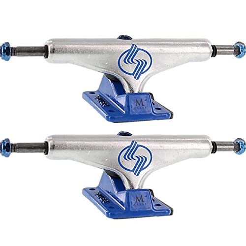 Silver Trucks M-Class Hollow Polished / Blue Skateboard Trucks - 5.0" Hanger 7.75" Axle (Set of 2)