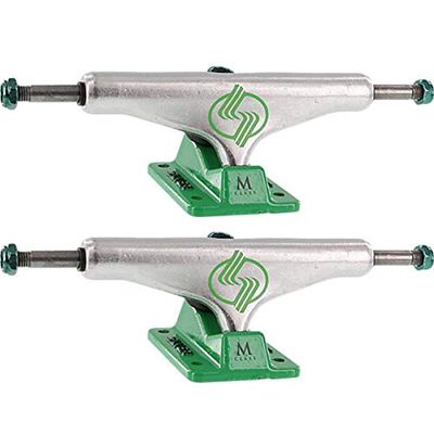 Silver Trucks M-Class Hollow Polished/Green Skateboard Trucks - 5.25" Hanger 8.0" Axle (Set of 2)