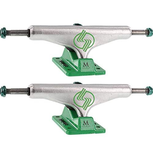 Silver Trucks M-Class Hollow Polished/Green Skateboard Trucks - 5.25" Hanger 8.0" Axle (Set of 2)