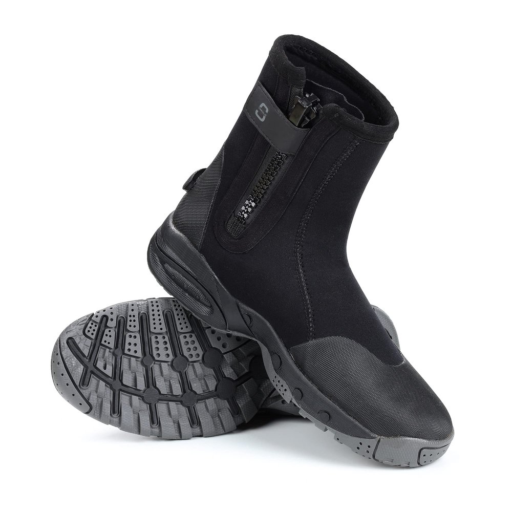 SARHLIO Neoprene Dive Boots 5mm Tall Zippered with Anti-Slip Rubber Sole Wetsuit Boots for Water Sports Scuba Diving Snorkeling (M8W9)