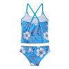 YONGHS Girl's Two Piece Swimsuits Ruffle Floral Pattern Hem Tankini Set Cross Back Swimwear Bathing Suit Set Blue 12Years view 2