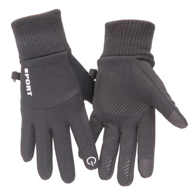 FUFU Gloves Winter Warm Gloves, Touchscreen Anti Slip Windproof Warm Thermal Gloves Cold Weather Driving Gloves Cycling Gloves (Color : Black)