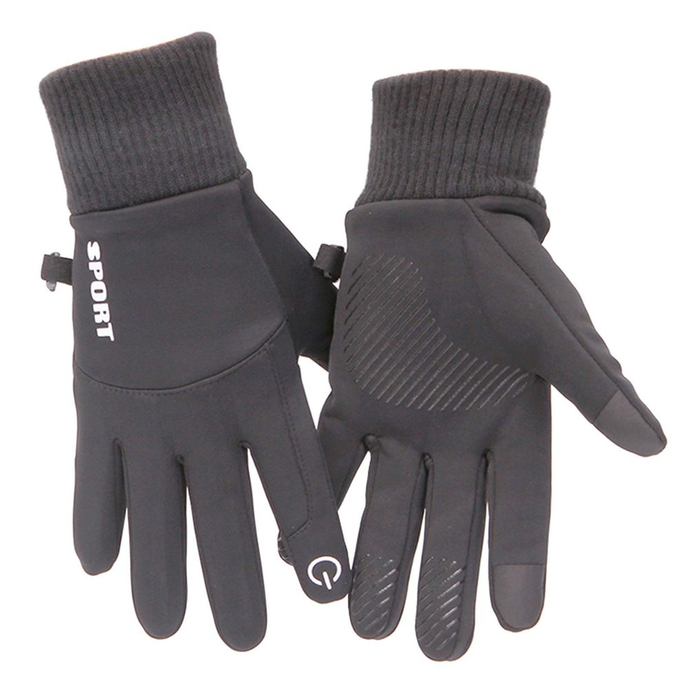 FUFU Gloves Winter Warm Gloves, Touchscreen Anti Slip Windproof Warm Thermal Gloves Cold Weather Driving Gloves Cycling Gloves (Color : Black)